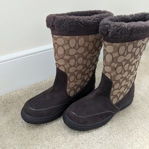 Coach Sherman Signature Faux Shearling Suede Boots